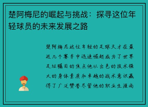 楚阿梅尼的崛起与挑战：探寻这位年轻球员的未来发展之路